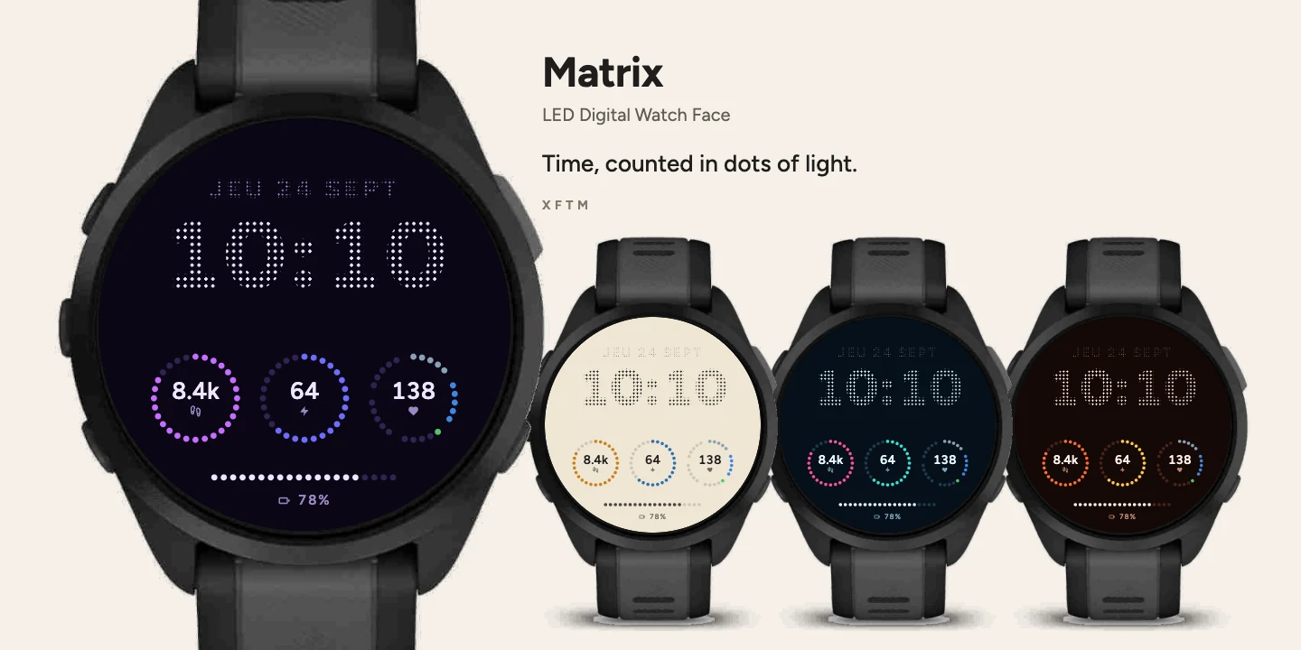 Matrix Garmin watch face, LED Digital Watch Face